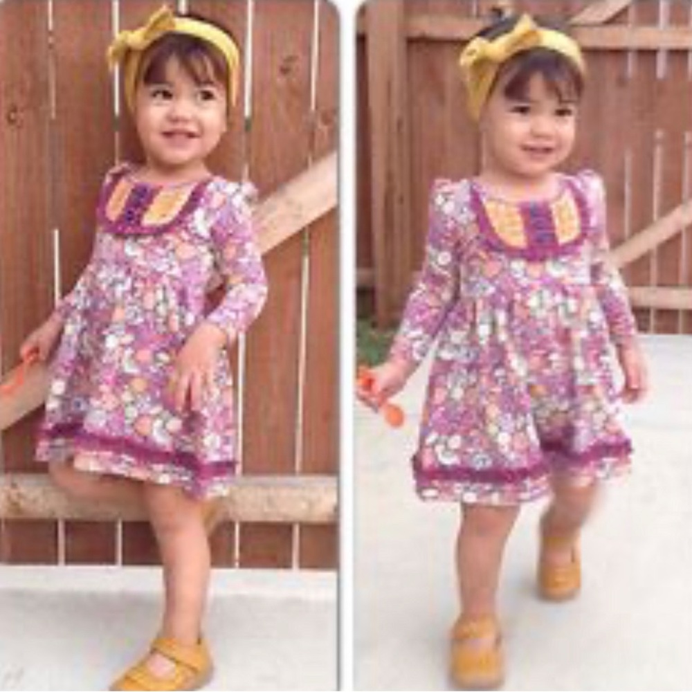 Matilda Jane Girl's Dress Size 18m Colorful Secret Fields Birdsong At Dawn